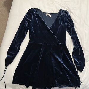 UO Navy Velvet Romper